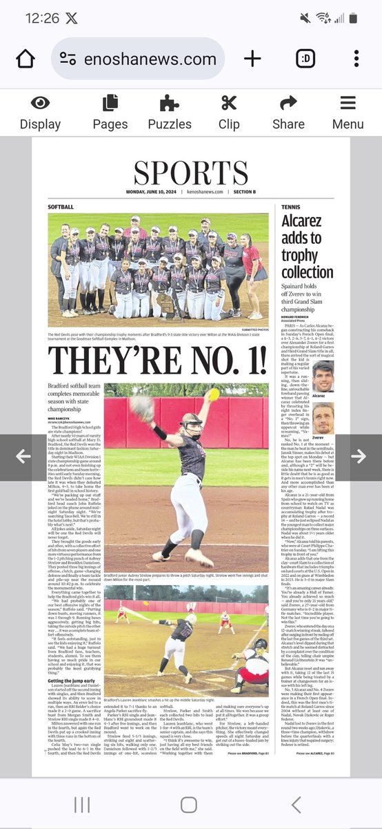 mikeramczyk17's tweet photo. SHOUT OUT @BHSREDDEVILFB girls softball on your @wiaawistate championship!! #RedDevilFam was a joy to write about this season, especially the 20-0 start to the season!
Pick up today's @Kenosha_News @KNSports at all Kenosha County establishments and check out my story! https://t.co/htzUxtjkV8