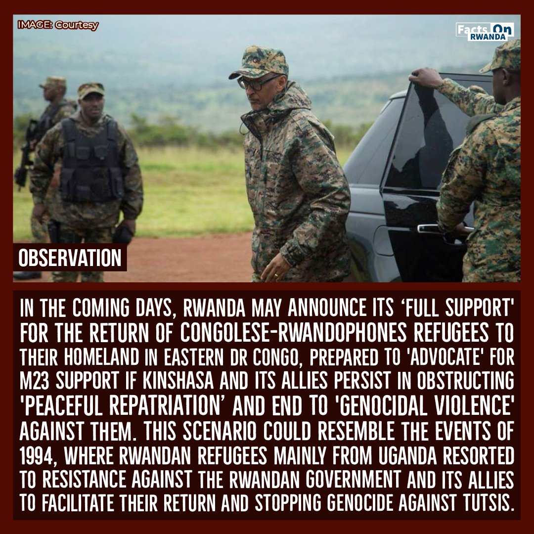 FactsOnRwanda's tweet photo. RWANDA

Enough is enough; the Rwandan government may soon provide military &amp; political support to Congolese-Rwandophone refugees, M23 in their quest of repatriation of all congolese refugees, as the international community remains silent due to economic interests. #FactsOnRwanda https://t.co/MsLW44Xa96