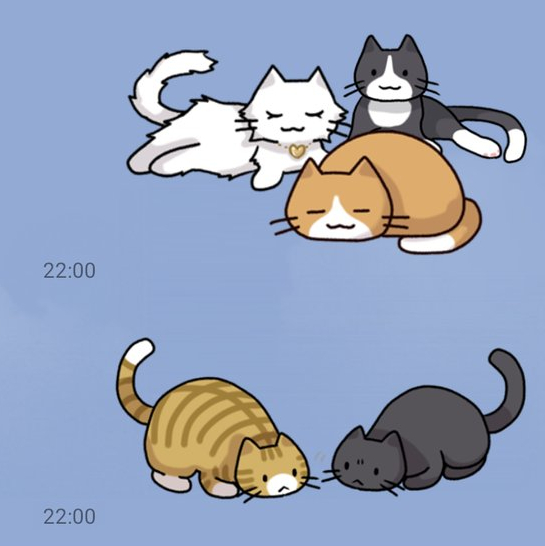 「LINEスタンプ「ねこがいるだけのスタンプ2」販売しております。もしこのトークの」|和樺のイラスト