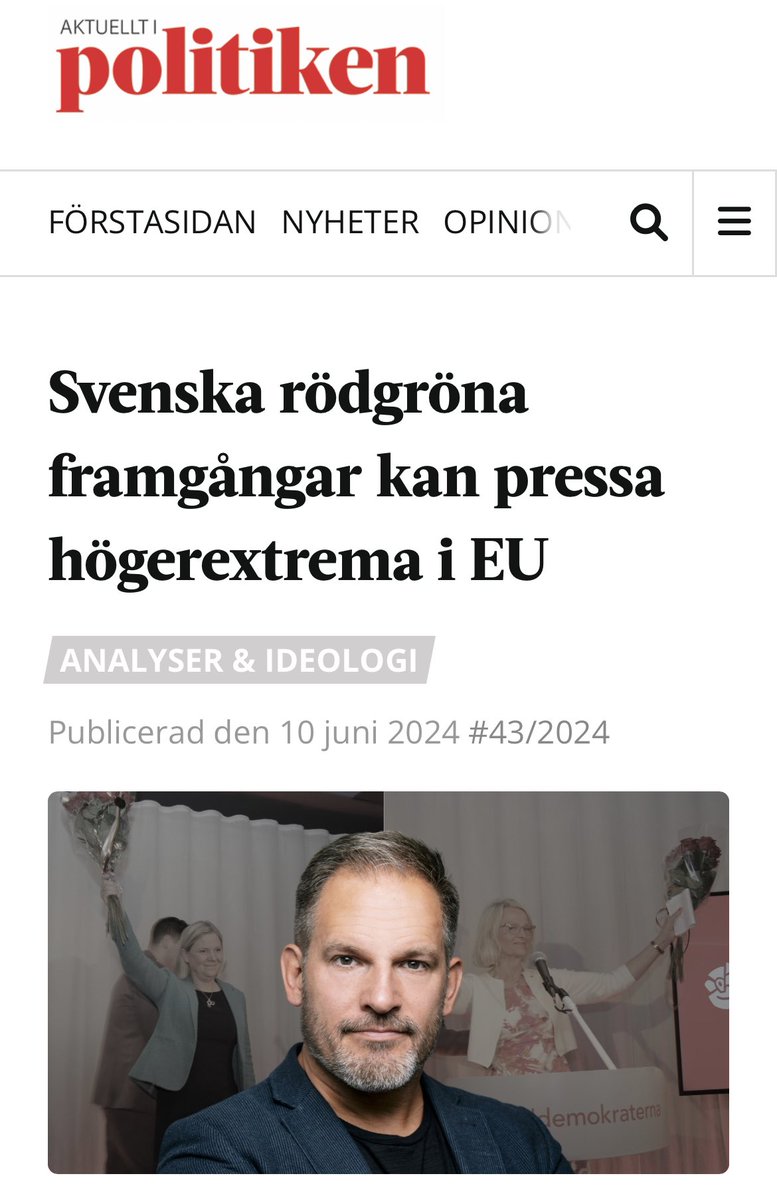 DanielFarm's tweet image. Färsk analys av EU-valet: högerextrema braksuccén i EP uteblev. Svenska rödgröna framgången och SDs fiasko visar att högerradikala kan bekämpas. @AiPnyheter #euval24 #EUvalet aip.nu/svenska-rodgro…
