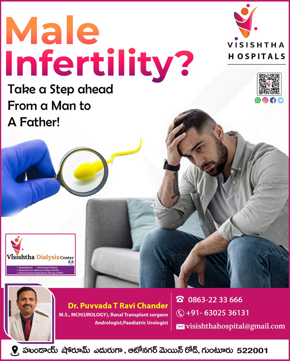 ravi_visishtha's tweet image. 𝐌𝐚𝐥𝐞 𝐈𝐧𝐟𝐞𝐫𝐭𝐢𝐥𝐢𝐭𝐲?
𝐓𝐚𝐤𝐞 𝐚 𝐒𝐭𝐞𝐩 𝐚𝐡𝐞𝐚𝐝 𝐅𝐫𝐨𝐦 𝐚 𝐌𝐚𝐧 𝐭𝐨 𝐀 𝐅𝐚𝐭𝐡𝐞𝐫!
 📞: + 91 63025 36131 ,0863-2233666
📩: visishthahospital@gmail.com
#maleinfertility #erectiledysfunctionsolution #visishthahospitals #KidneyProblems #besturologyinguntur