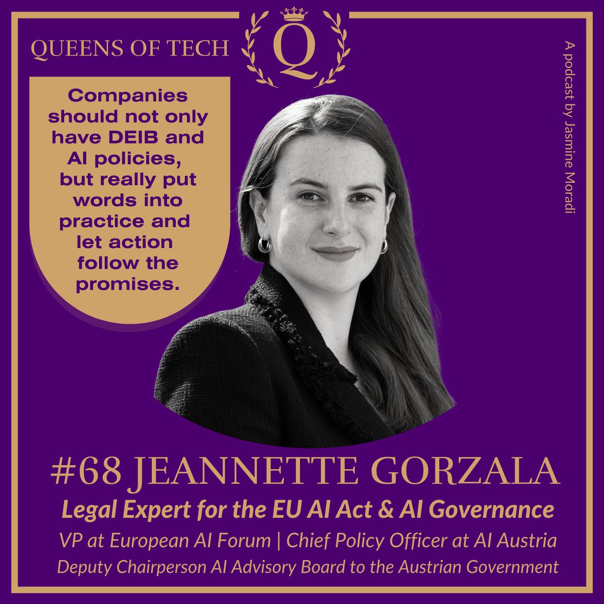 QueensofTech's tweet image. 🎙👑 Meet Tech Queen Jeannette Gorzala who is powerfully and successfully leading force in the European AI ecosystem. queensof.tech #WomenInTech #DEI #Podcast #AI #QueensofTech