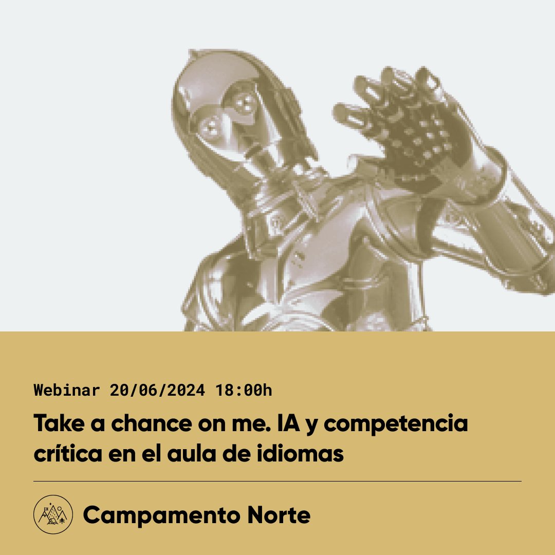 campament0norte's tweet photo. ¿Cómo trabajar la IA desde una perspectiva crítica en el aula de idiomas? ¿Cómo poner la IA al servicio de la enseñanza? ¿Cómo ofrecer alternativas a los sesgos que influyen en los textos generados? Vente con @vruizt y @lolatorres de 🏕️https://t.co/SBQlrQe7hm https://t.co/ooPUcF35ew