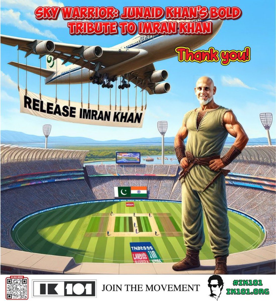 Aamir_Chohan1's tweet photo. @junaidkj, your incredible gesture of flying the 'Release Imran Khan' banner over the New York cricket stadium has inspired us all. Your bravery and dedication are truly commendable. Thank you for standing up for justice and making your voice heard! 🙌✈️🏏 #ImranKhan #SkyWarrior
#ReleaseImranKhan
#ReleaseAliBukhari
@ik101community