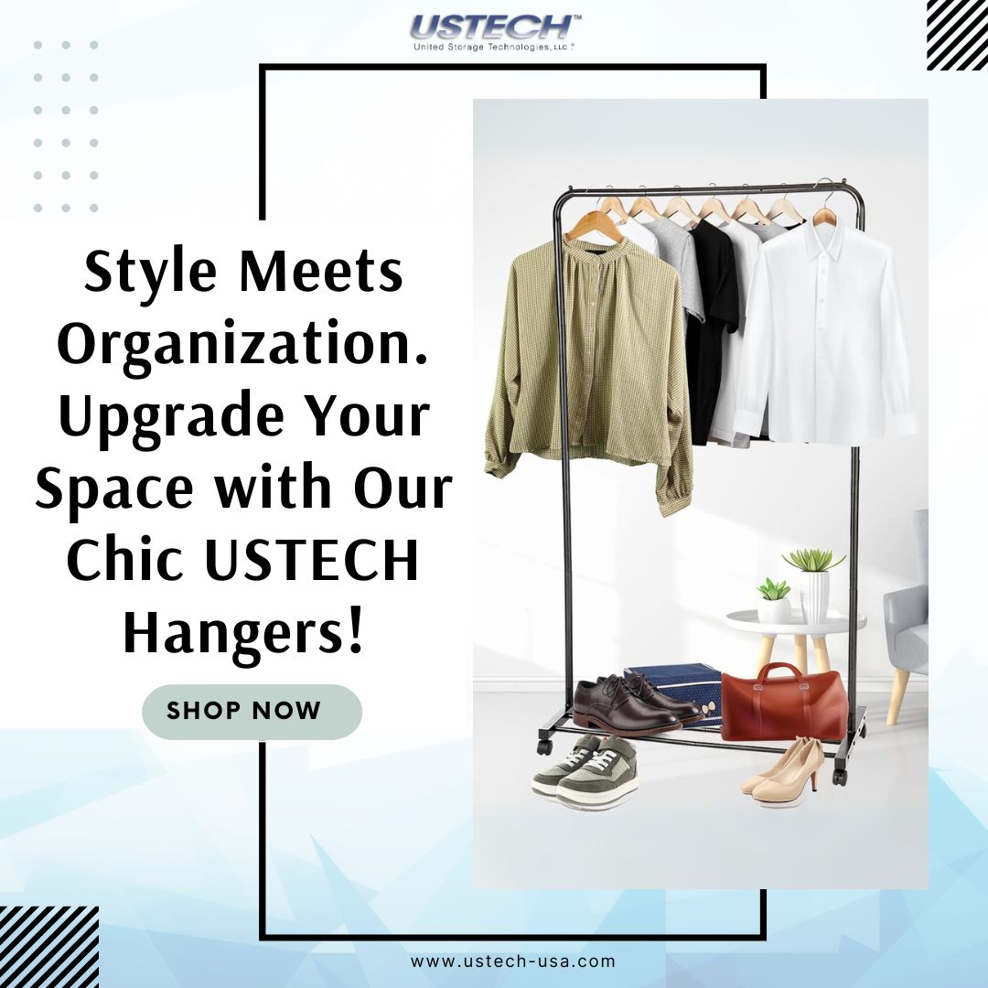 USTECH_1's tweet image. Transform your space with our classy and stylish hangers. Decluttering and organizing has never looked so good!
#HomeImprovementMonth #OrganizeWithUSTECH #ClutterFreehome #homeorganization #garmentracks #stylishhangers #hangers #spacesaving #storagespace #homedecor #durable