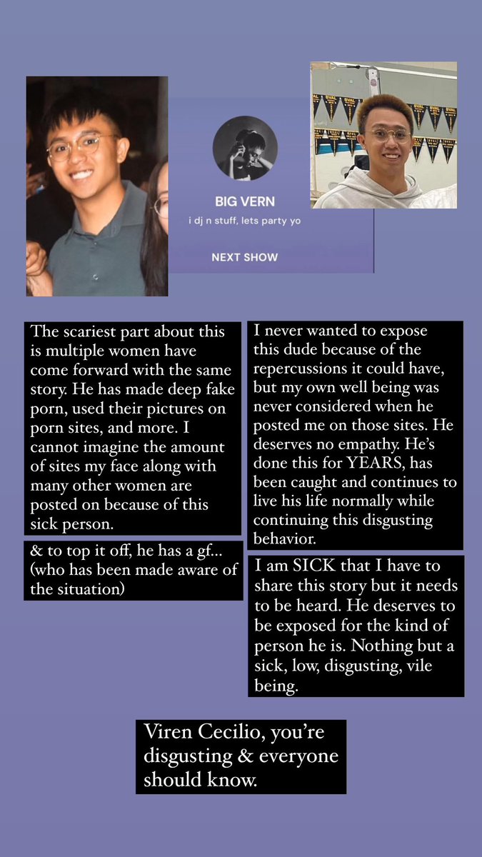 jheniverse's tweet photo. TW: (SH) Viren Ace Cecilio is DISGUSTING. I did not want to take this to social media but women need to be warned about this weirdo. The fact that he has been doing this to multiple women for YEARS is insane &amp; his behavior needs to be exposed. https://t.co/ILfxr9Hcgb