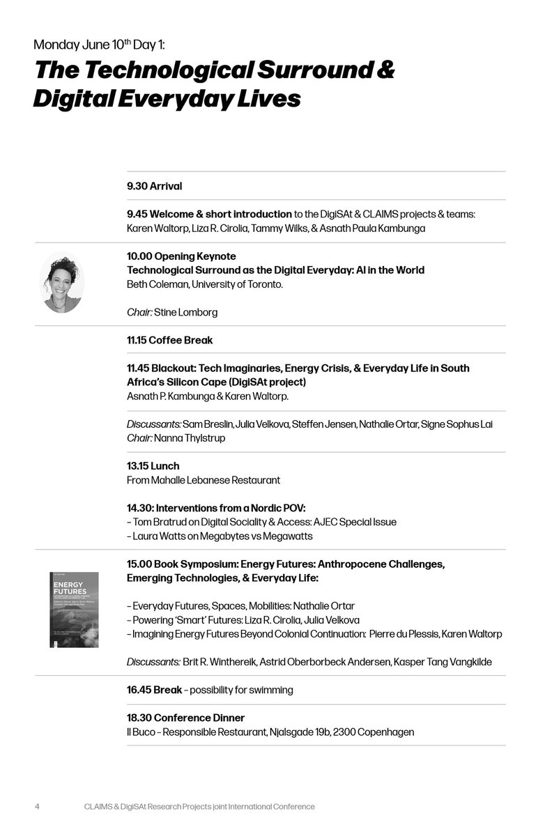 karenWaltorp's tweet photo. The program for the Conf Infrastructural Interfaces &amp; the Technologies Surround w/ stellar Keynotes and speakers 💡https://t.co/j6FHcGoQUU DigiSAt research project &amp; CLAIMS to Energy Citizenship in South Africa ⚡️@UCPH_Research @KuSamf @DFC_Fellowship @DFF_raad 
@UrbanAfricaACC https://t.co/6LK1Xw4ySp