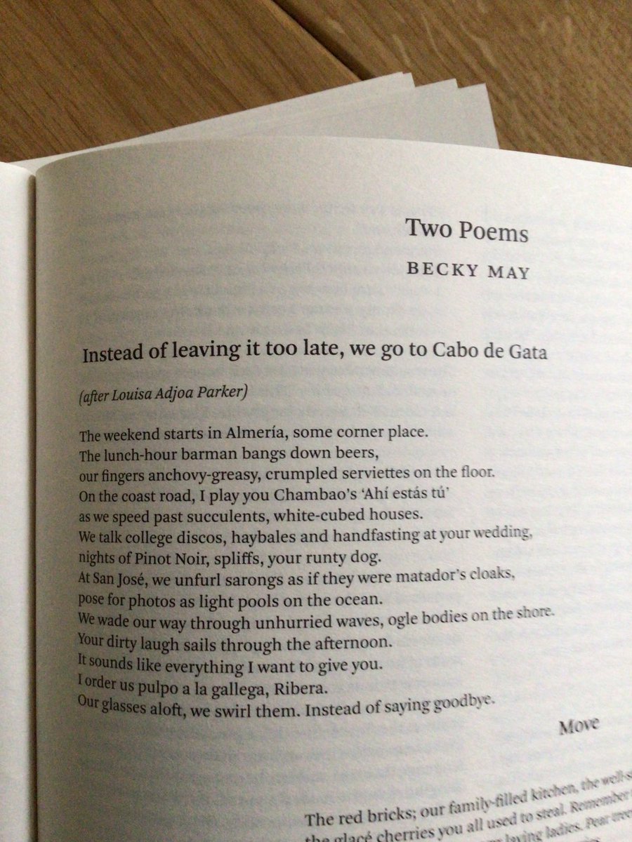 I really like this poem of yearning and desire and, maybe, loss by Becky May in the latest ⁦<a href="/PN_Review/">PN Review</a>⁩. It’s like the lyrics to a summer hit, lingering as dawn approaches.