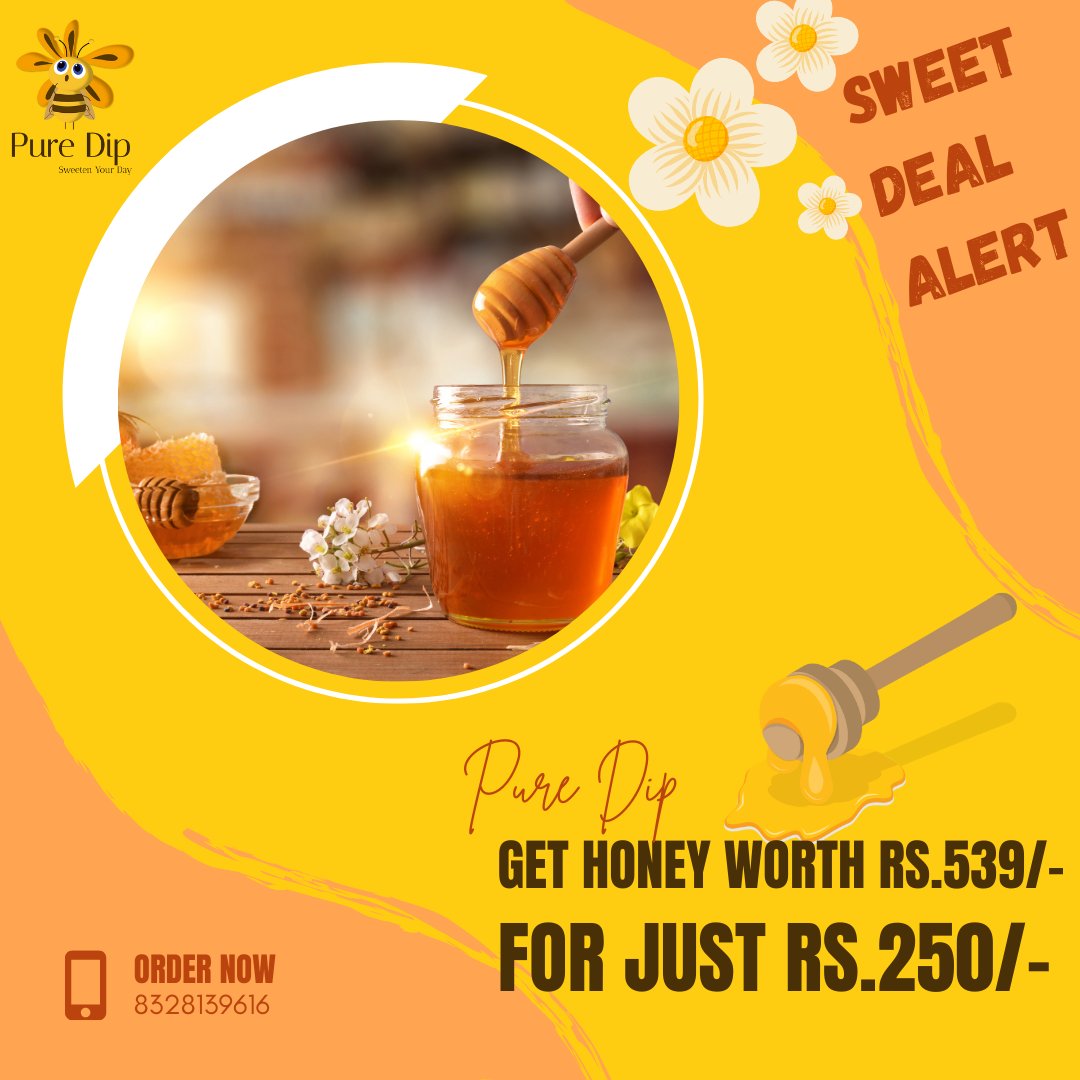 pure_dip_honey's tweet photo. To grab this offer, like and retweet the post and follow the page. For 50 lucky winners!
To place an order, kindly send a message to 8328139616.
#honey #nmr #pure #fitnesss #HealthyHabits #health #purehoney #Hyderabad #nmrtested #UpliftmentofYoungsters #CouncilofMinisters https://t.co/nTluv3Aokl