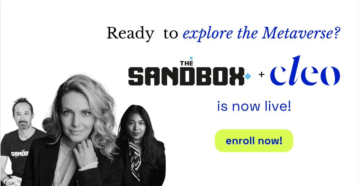 GM ! #CleoAcademy is LIVE ! ✨
Discover the first course about the #Metaverse with <a href="/borgetsebastien/">Sebastien 🏞</a> <a href="/borgetsebastien/">Sebastien 🏞</a> <a href="/BelindaPham/">Belinda Pham</a> 
Big UP to <a href="/NaomieHl/">Naomie</a> <a href="/GuezAnaelle/">Anaelle Guez</a>