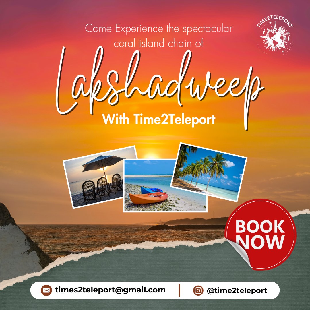 time2teleport's tweet photo. Come experience the spectacular coral island chain of Lakshadweep with Time2Teleport! 🌊🏝️ Dive into adventure and serenity. Book now!

Follow @time2teleport to Explore

#Time2Teleport #CoralIslands #BookNow #Lakshadweep #IslandEscape #TravelNow #LakshadweepTravel #CoralParadise https://t.co/WUAn7tWDRr