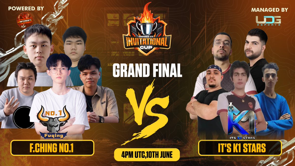 ONFIREEYT (@onfireeyt) on Twitter photo ๐ฅ๐ It's the grand finale of the OnFireeYT Invitational! ๐ฅ๐ Watch Fuching No.1 vs. 1st K1 Star battle it out for ultimate glory on June 10th at 4 PM UTC. Who will emerge victorious? Don't miss it! #OnFireeYT #GamingFinale #EpicShowdown <a href="/esports_udg/">uDG Esports</a> ๐ฅ๐ It's the grand finale of the OnFireeYT Invitational! ๐ฅ๐ Watch Fuching No.1 vs. 1st K1 Star battle it out for ultimate glory on June 10th at 4 PM UTC. Who will emerge victorious? Don't miss it! #OnFireeYT #GamingFinale #EpicShowdown <a href="/esports_udg/">uDG Esports</a>