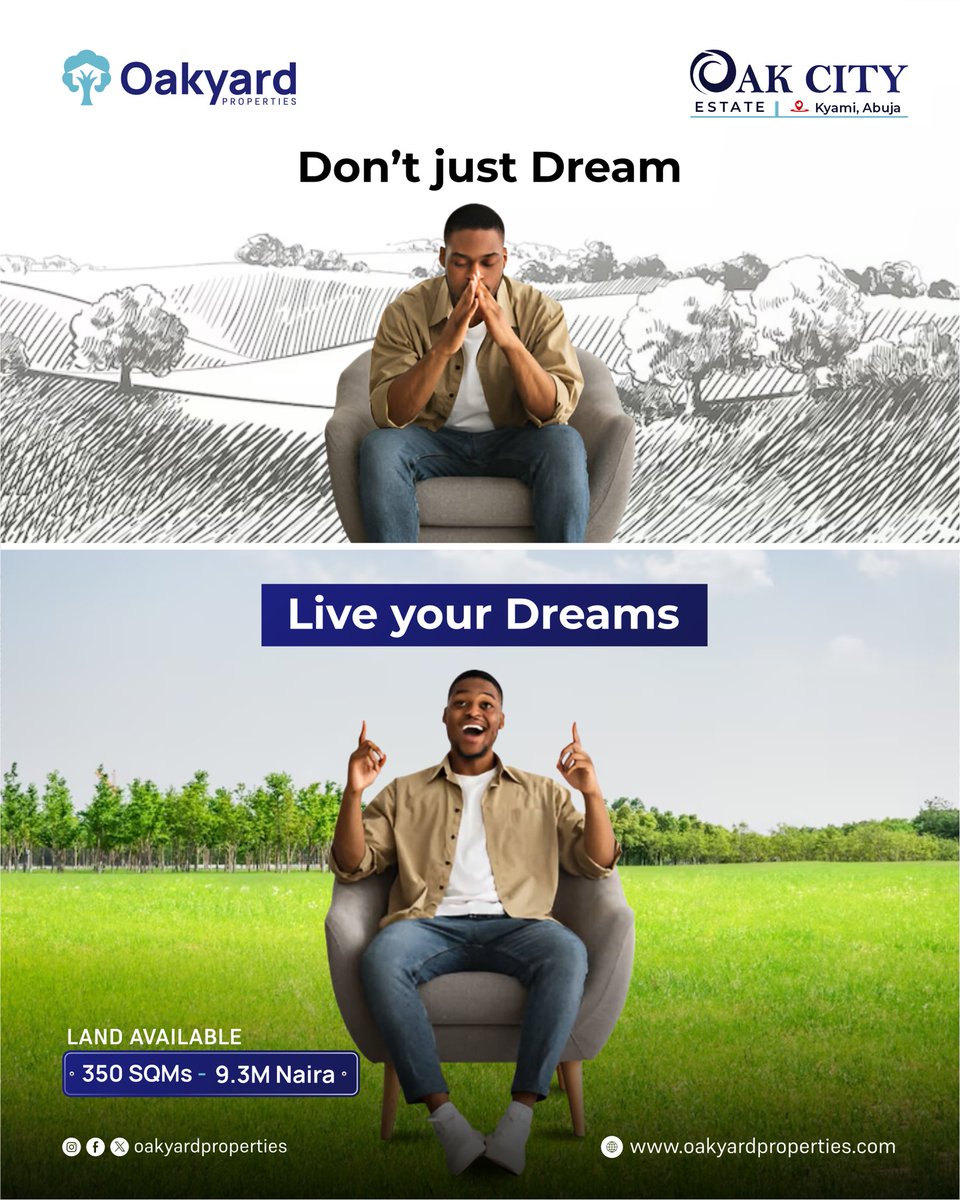 oakyardproperty's tweet photo. Every great journey starts with a single step. Make today the day you chase your dreams with passion and purpose! Take that bold step towards owning a landed property in Abuja today.
.
.
#DreamBig #LiveYourDreams #Inspiration #MotivationMonday https://t.co/SXa7wfOmL0