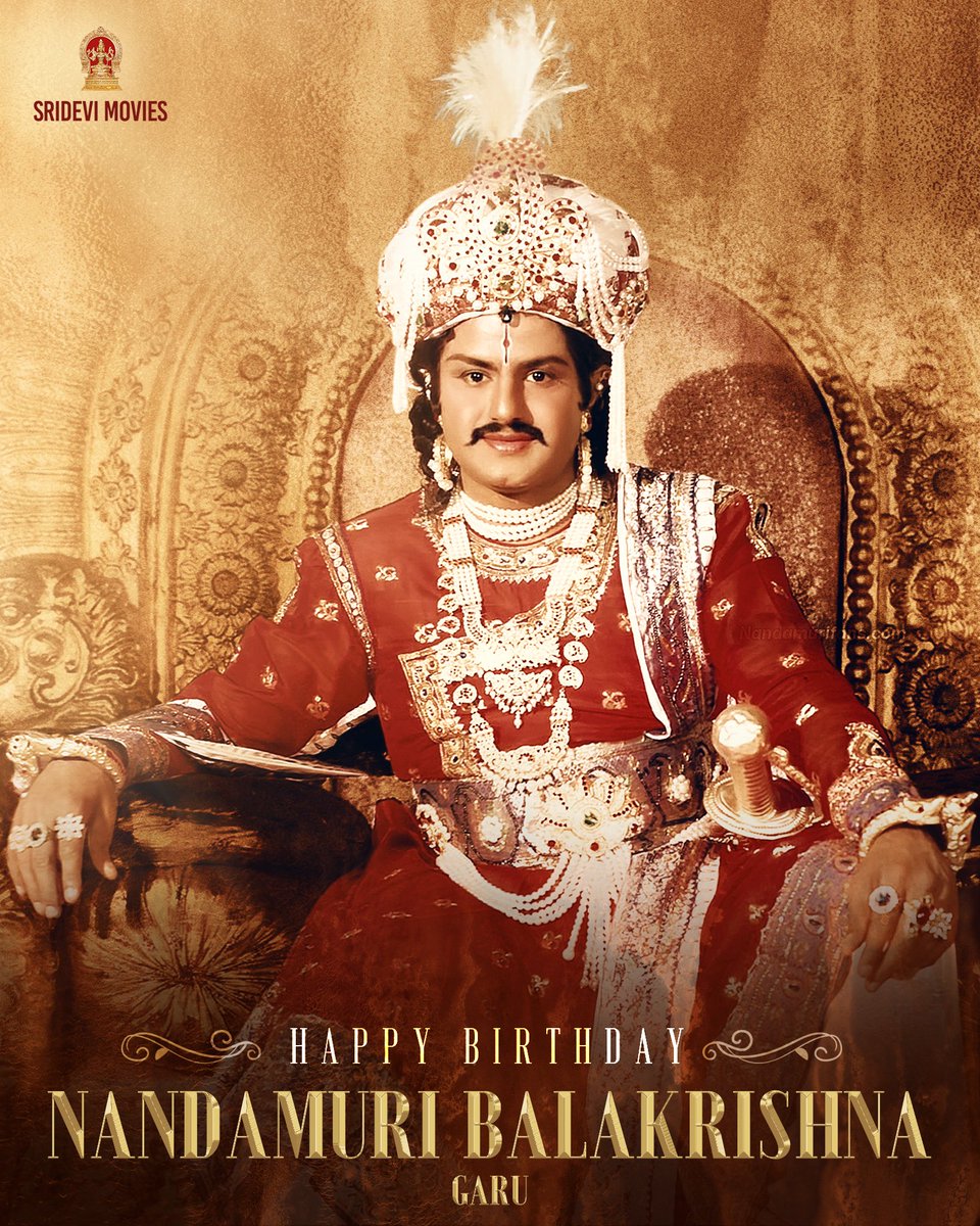 SrideviMovieOff's tweet photo. Wishing a very Happy Birthday to the MAN OF MASSES, Hat-trick MLA of Hindupur our very own #NandamuriBalakrishna garu 💐

May you rule the people and their hearts many more years ahead. #JaiBalayya ✊🏻

Wish you great health, happiness and grand success always 😇#HappyBirthdayNBK https://t.co/u9Ccpff1YN