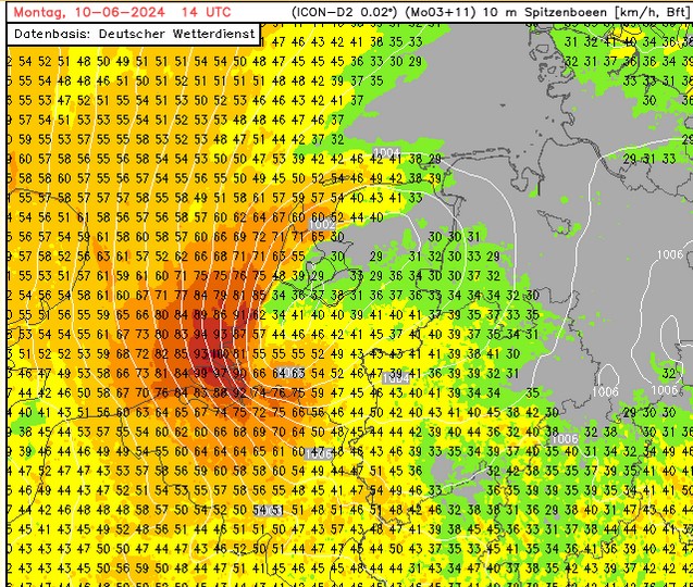 Vandaag een soort herhaling van 5 juli 2023: een kleine felle zomerdepressie trekt precies over het land. Dit keer in het zuidwesten (Zeeland) kans op een "#zomerstorm", zie voorbeeldkaartje ICON-D2 model. Op mijneigenweer.nl/weerstationben… ga ik er in Wims weeruitleg verder op in.