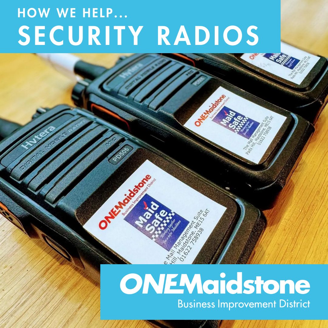Our security radio network connects the businesses and security teams around town. This system ensures that businesses across town have support when they need it and are always connected. 

Find out more about our services at onemaidstone.com