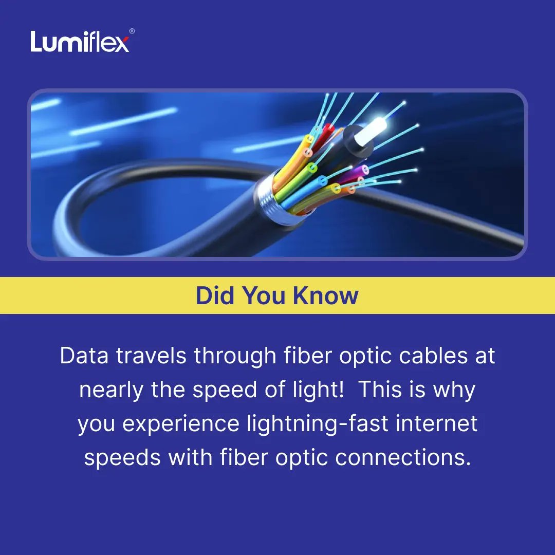 lumiflex_c's tweet image. #didyouknow #55 Data travels through fiber optic cables at nearly the speed of light! This is why you experience lightning-fast internet speeds with fiber optic connections.

🌐 Visit our website:- lumiflex.in

📞 Contact no:- 9833834019 / 7021969960
