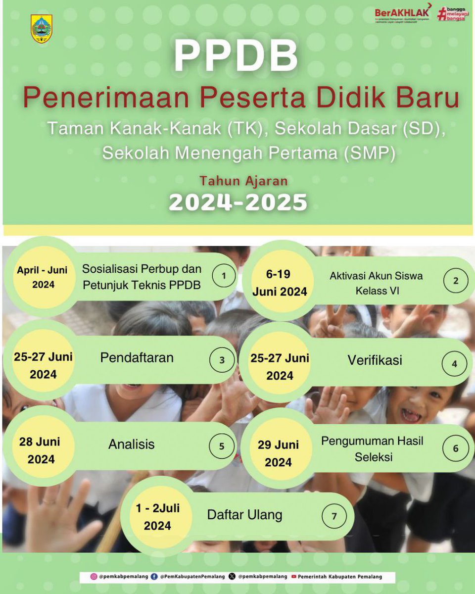 KominfoPemalang's tweet photo. PPDB 2024 sebentar lagi dibuka lur, berikut jadwalnya..., selengkapnya ttg Juknis PPDB 2024 bisa diakses di https://t.co/6lxjBMca8C https://t.co/Kr8Q9XY4MH