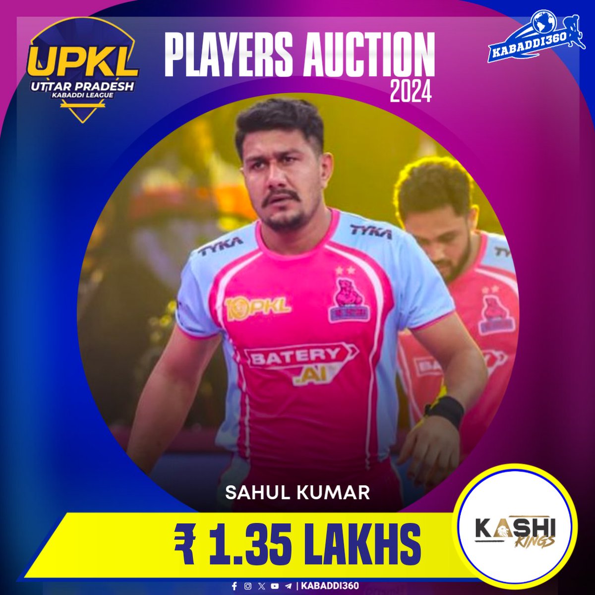Kabaddi_360's tweet photo. Strong Right Corner of Jaipur Pink Panthers is set to join Kashi kings for UPKL
.
.
.
#UPKL #SahulKumar
#uttarpradeshkabaddi
#upklauction
#kabaddi360 https://t.co/O6DbQxHvKq