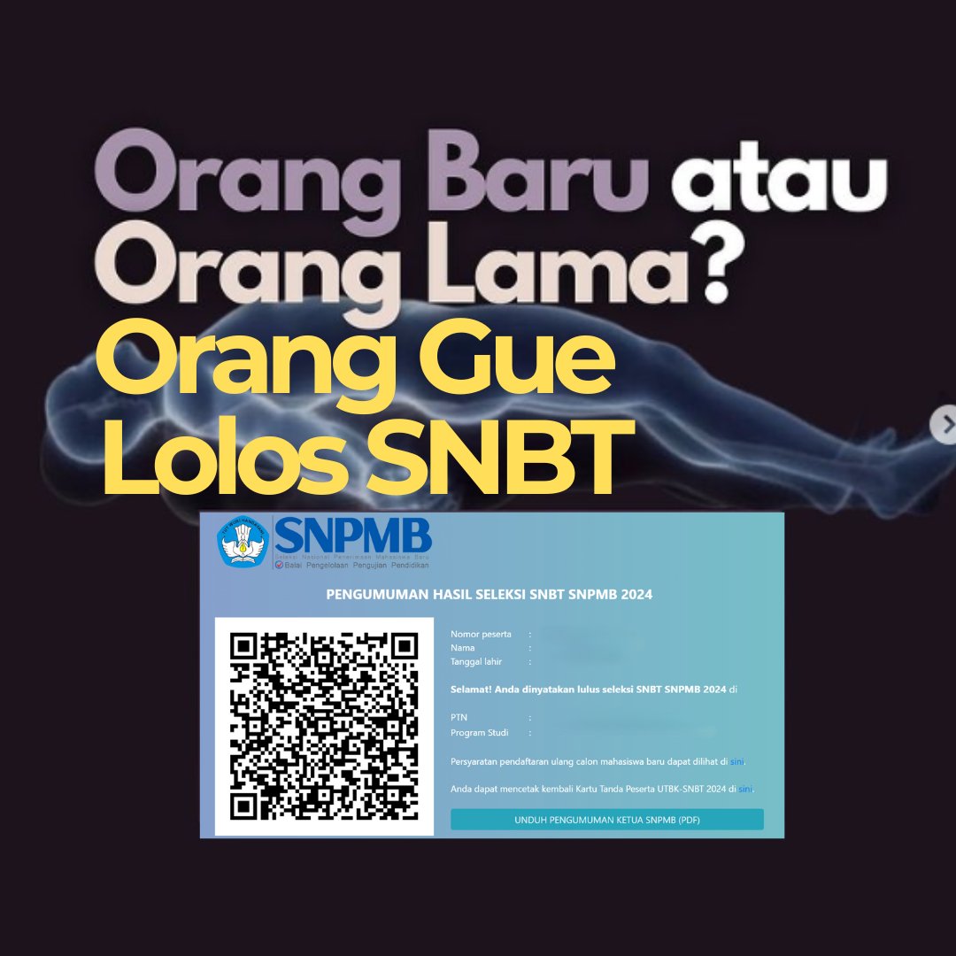 bangyanto_'s tweet photo. Orang baru ato orang lama❓❓
Orang gue lolos SNBT‼️😎 https://t.co/mDIRogTBOr