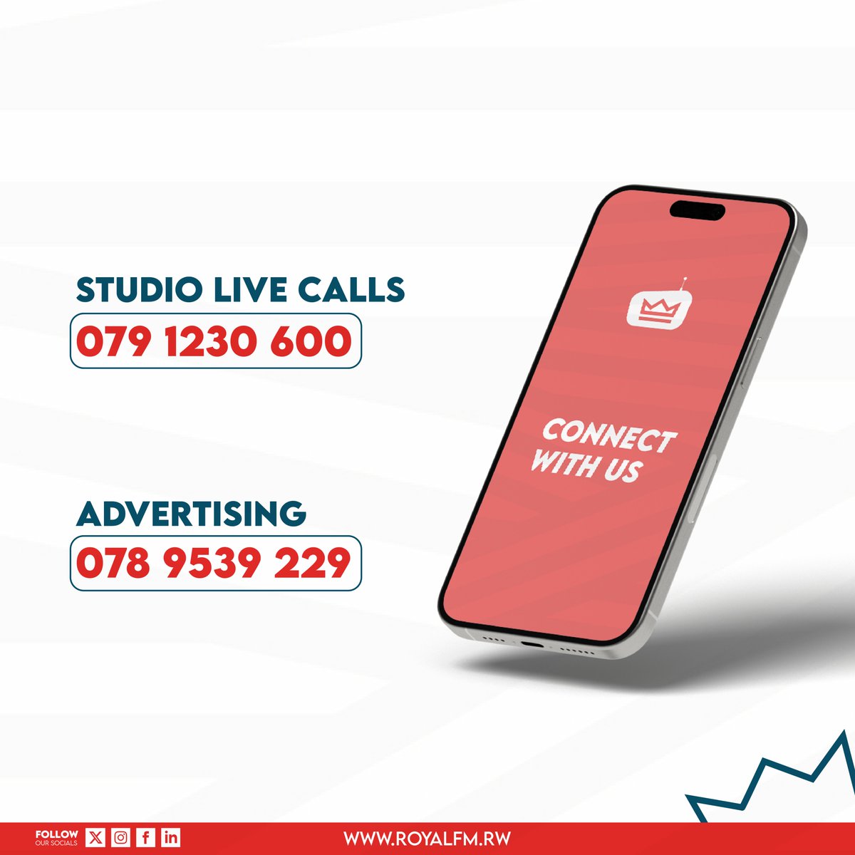 RoyalFMRwanda's tweet photo. We’ve updated our contact numbers! Now it’s easier than ever to get in touch for advertising or to join our studio conversations. Don’t miss out—connect with us today on our new lines!

📞 New Contact Numbers: 0791230600, 0789539229

#RoyalFM #NewNumbers #StayConnected #AdvertiseWithRoyalFM