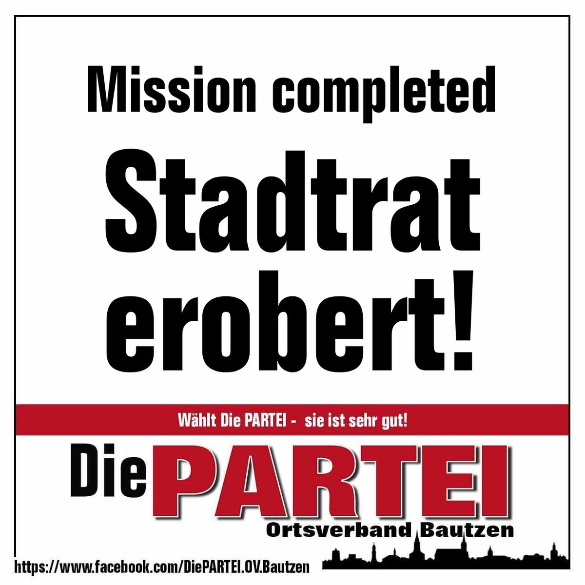 Bestes Wahlergebnis seit immer! 

Über 3% des wählenden Volkes waren der Meinung, wir sollen in den Stadtrat, um die freilaufenden Einwohnerx nicht zu belästigen. 

Der Wunsch des Pöbels ist uns Befehl! 

p.s. Der Bautzner Stadtrat ist jetzt Spaßparteibefreit - die FDP ist raus.