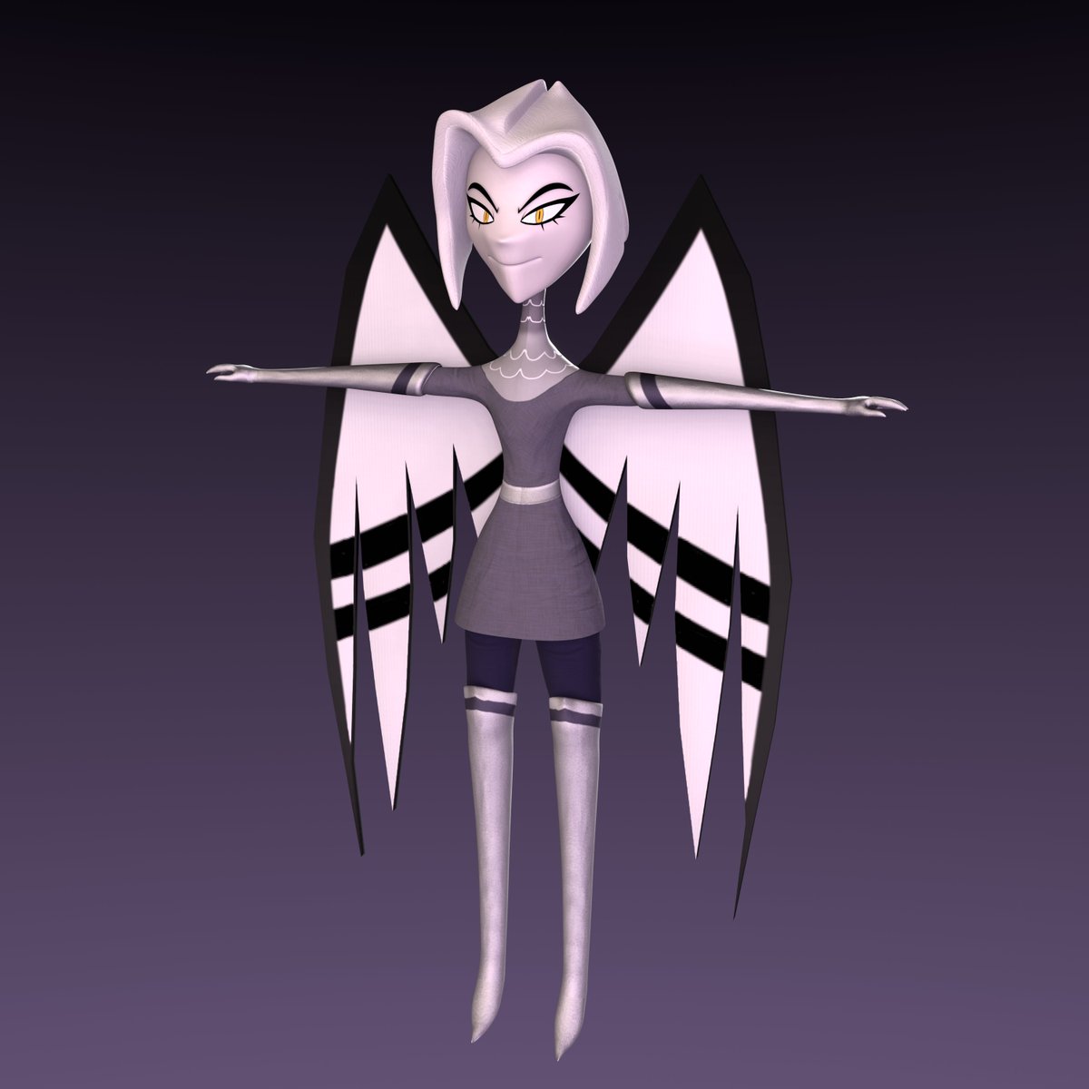 Been working on a Blender rig of Lute from Hazbin Hotel - both masked and unmasked versions! Still have a lot to do but I plan to release it once I'm all done (maybe even make a short animation too!) #hazbinhotel #lute #b3d