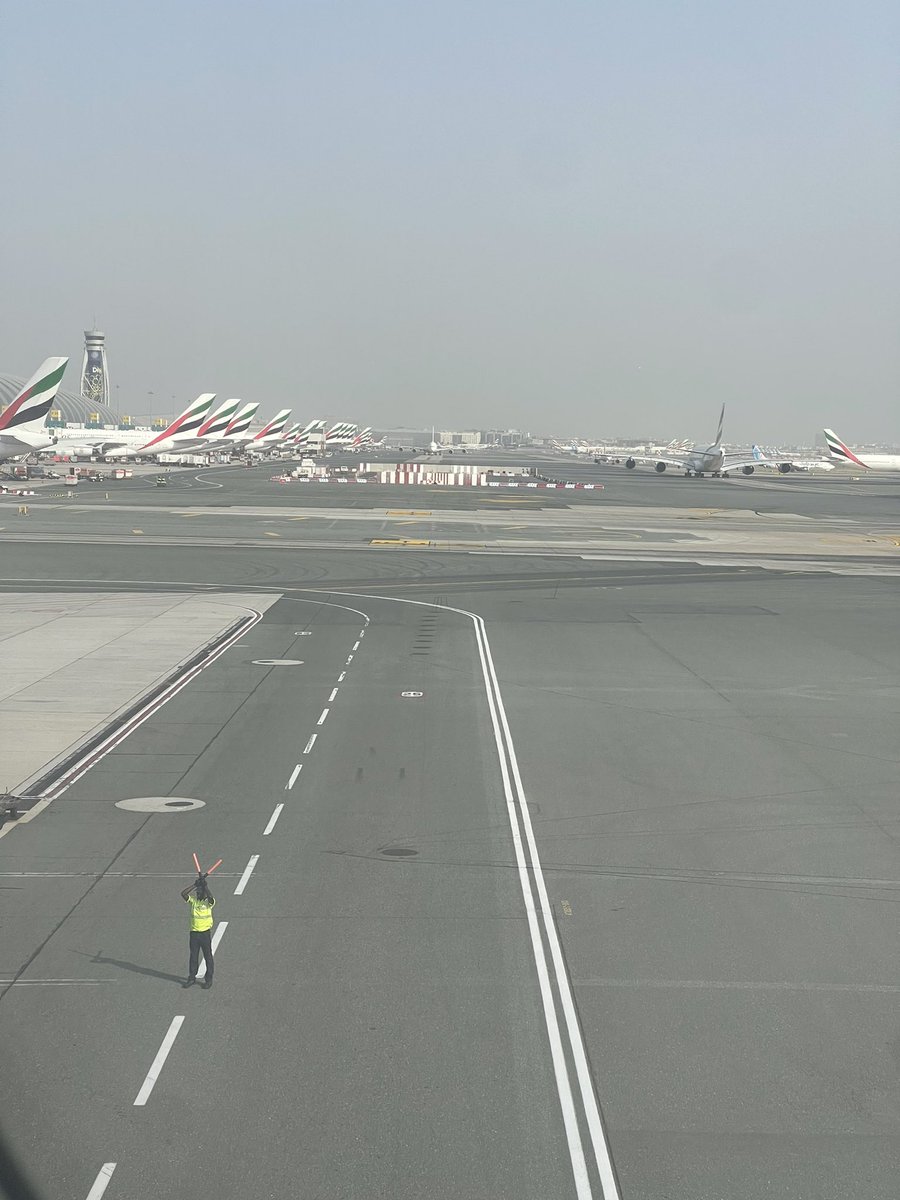 OMDB at 07:00 am in the morning emirates aircraft’s lined up at the gates