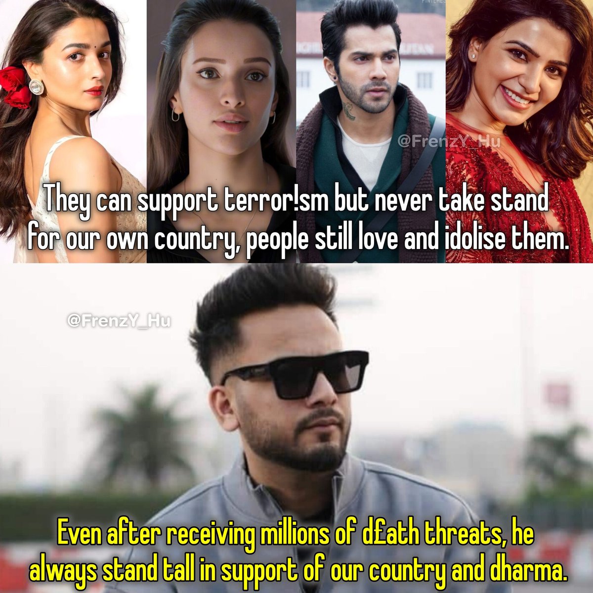 AyushSi65435711's tweet photo. I stand with @ElvishYadav , for his unwavering support of our country and religion, even in the face of countless threats. 
It’s time we recognize and appreciate those who truly stand tall for our values and beliefs. 🇮🇳✊ #ElvishYadav 
#SupportElvish #TruePatriot #StandForDharma https://t.co/cr8RjHtPk0