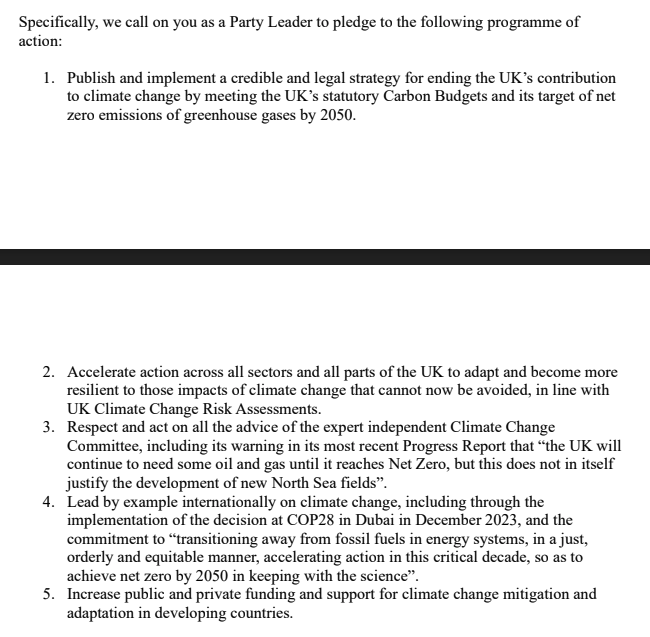 NEW: More than 400 climate researchers have written to UK political leaders calling for stronger climate action

Letter, organised by <a href="/emilyshuckburgh/">Emily Shuckburgh</a> <a href="/ret_ward/">Bob Ward</a>, says failure to do so "will place the prosperity and well-being of the British people at severe risk"

Key asks: