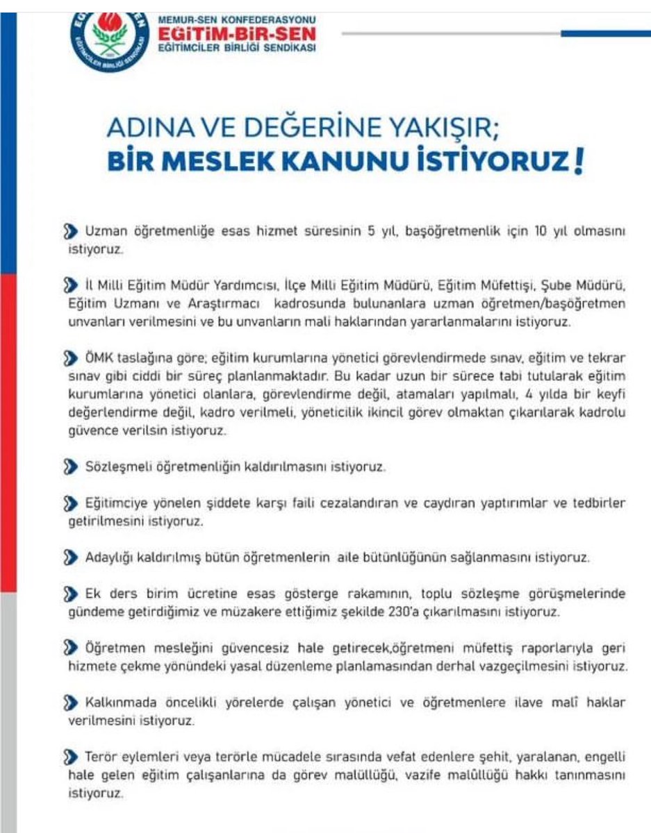 EBSKozlu's tweet photo. ÖĞRETMENİN ADINA VE DEĞERİNE YAKIŞIR;
BİR MESLEK KANUNU İSTİYORUZ!
#ÖMKBuKezTamOlsun https://t.co/C0hv2hbvJA
