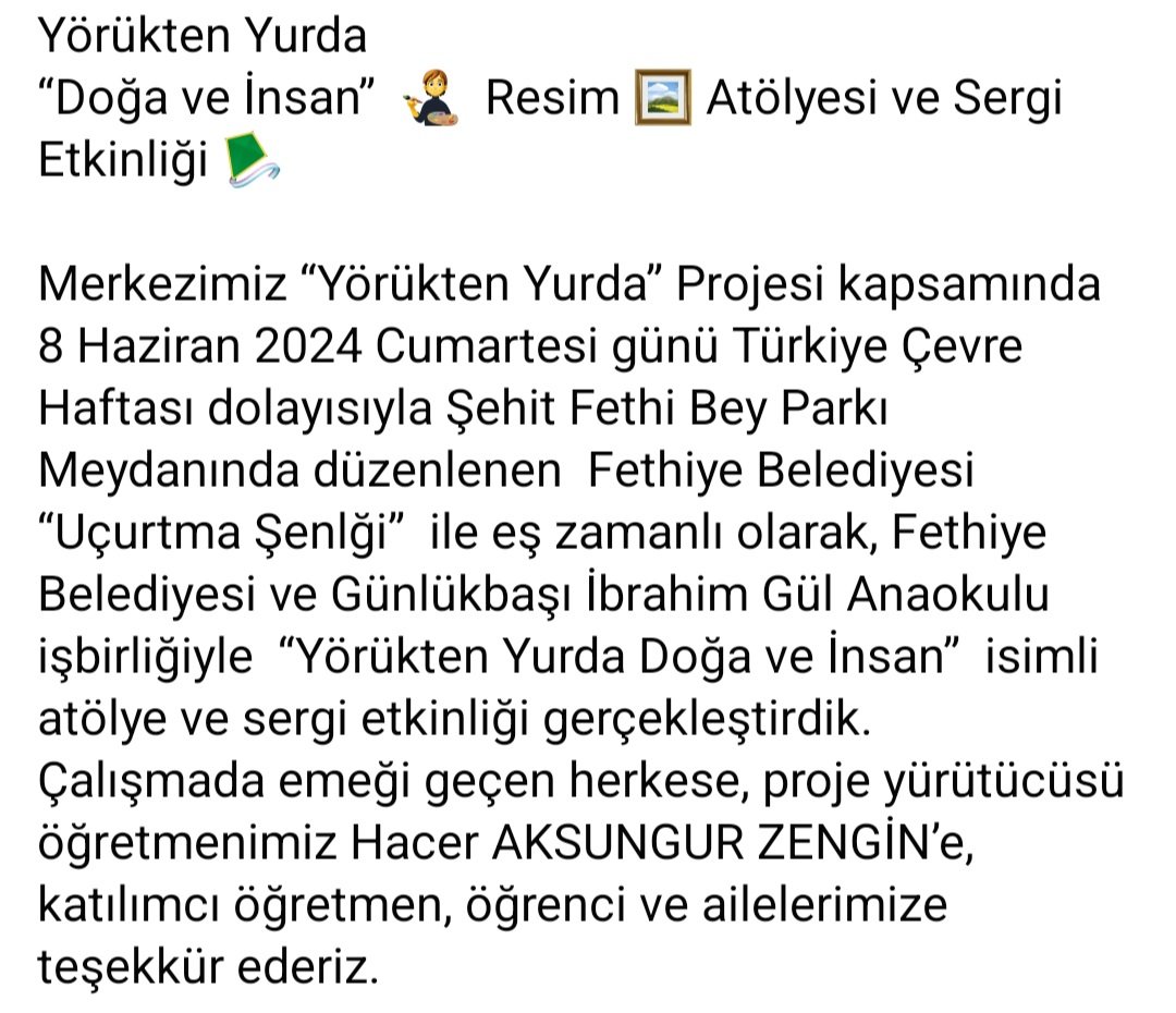 fethiyeHEMveASO's tweet photo. Yörükten Yurda 
“Doğa ve İnsan”  🧑‍🎨  Resim 🖼️ Atölyesi ve Sergi Etkinliği 🪁 gerçekleştirildi.@Yusuf__Tekin @IHErtas
@CelileErenOKTEN
@cengizmete @ss_bozkurt @emrecay55 @farukkaya48 @EnderSuatTOK https://t.co/eTvBbN7VgO