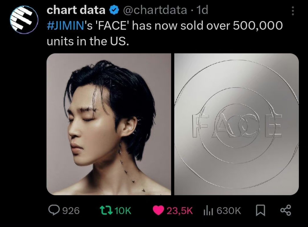 BTSfdsntot7's tweet photo. Hello  @BIGHIT_MUSIC @bts_bighit, 

“FACE" is now eligible for RIAA Gold certification for selling over 500K units in the United States. 

Kindly initiate the process so that the album can be certified as soon as possible. Thank you. https://t.co/Wwc8U8Xuuy