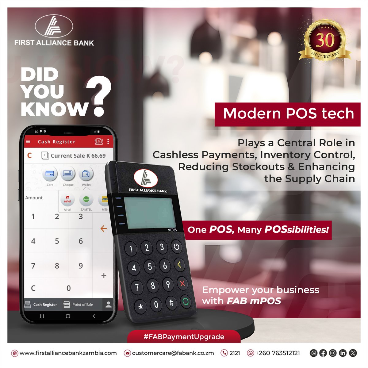 FirstAllianceB1's tweet image. Modern POS tech isn't just about cashless payments; it's about enhancing your business' efficiency. Optimise your inventory and supply chain with FAB mPOS! 🌐 #FABPaymentUpgrade #ModernBusiness #POSInnovation #BusinessEmpowerment #BusinessGrowth #ModernPOS #FABSuccess