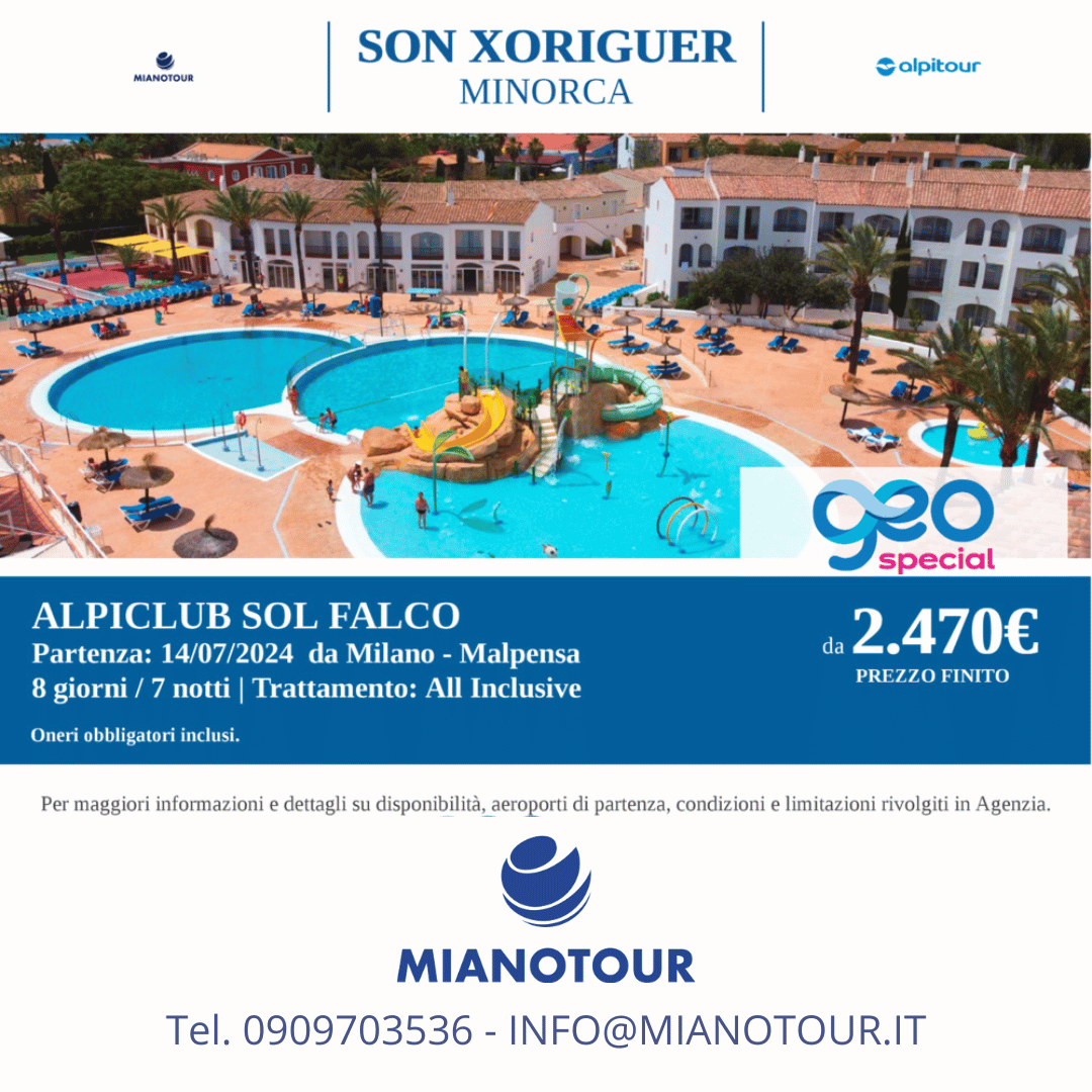 mianotour's tweet photo. OFFERTA SPECIALE ALPICLUB SOL FALCÒ - MINORCA - 2470€ A COPPIA
Per saperne di più https://t.co/IvWYdLbzL1

#StileMediterraneo #AlpiclubSolFalcò #VacanzaDinamica #SpiaggiaSonXoriguer #IsolaDiMinorca #viaggiare #viaggi #viaggio #viaggiarechepassione #siviaggiare #vacanze https://t.co/gZYiIChVRm