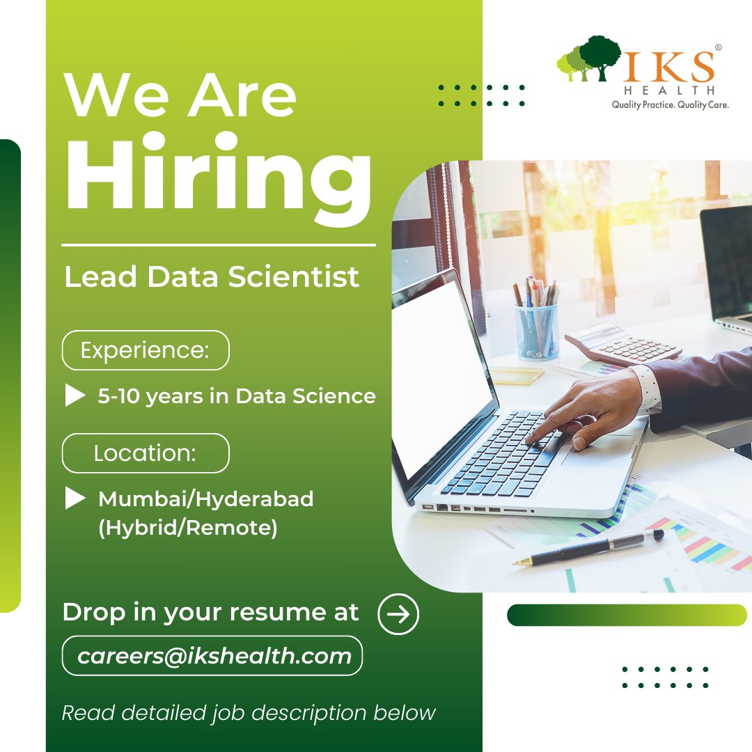 We are looking for technologists who aspire to advance their careers while contributing to the enhancement of patient care by clinicians through better, safer, and more efficient means.
linkedin.com/posts/ikshealt…

#Hiring #DataScience #Technology #JoinIKSHealth