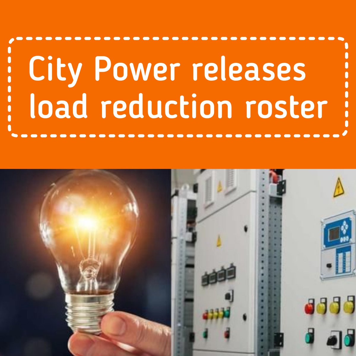 vanslivesa's tweet photo. City Power is proceeding with planned 'load reduction' in Johannesburg from Monday morning.

Read More: https://t.co/w7fY9kp8Y0 https://t.co/Gwu6I1MPJ7