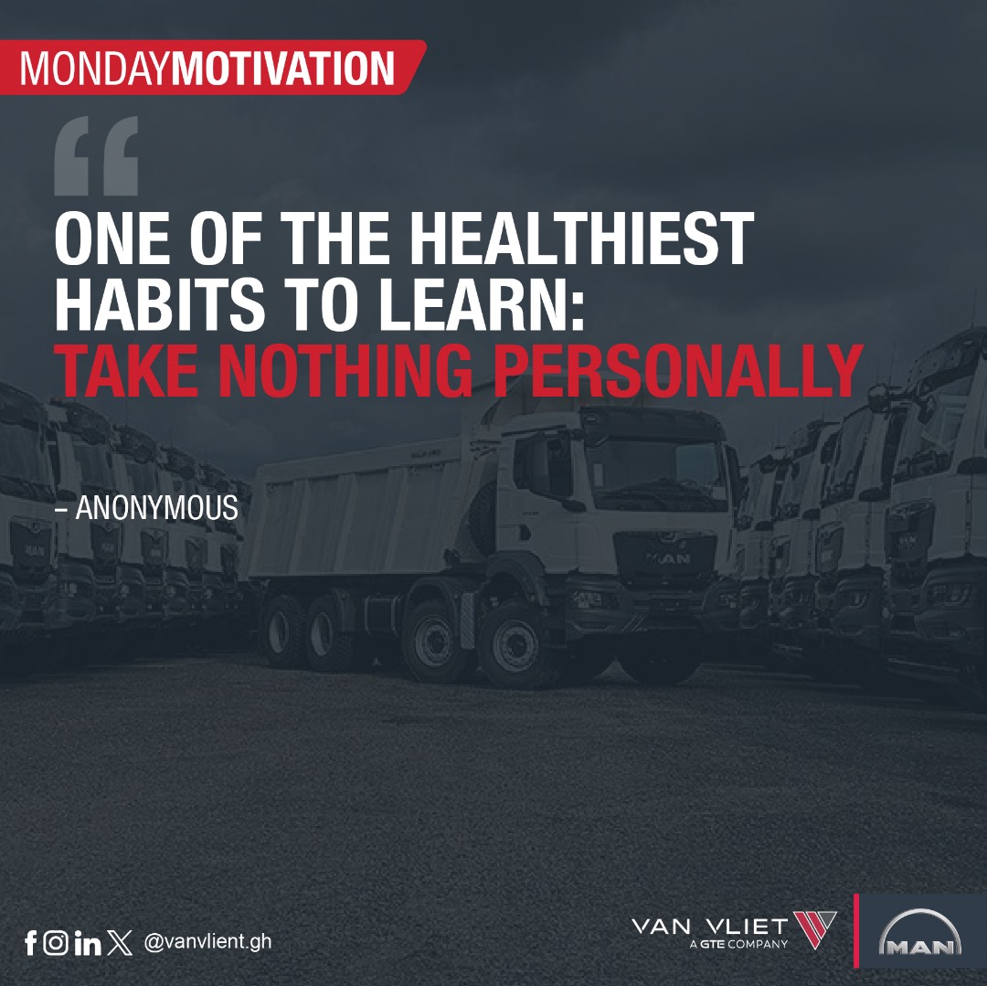 vanvliet_gh's tweet photo. Not letting the words or actions of others affect your self-worth or emotional well-being. TAKE NOTHING PERSONALLY.
Read more: https://t.co/Eh3fINFZM8

#van_vlietmotivation #mantruckandbus #mantrucks #vanvlietGH #mondaymotivation #vanvlietghana #ghana https://t.co/rwhhjcc9we