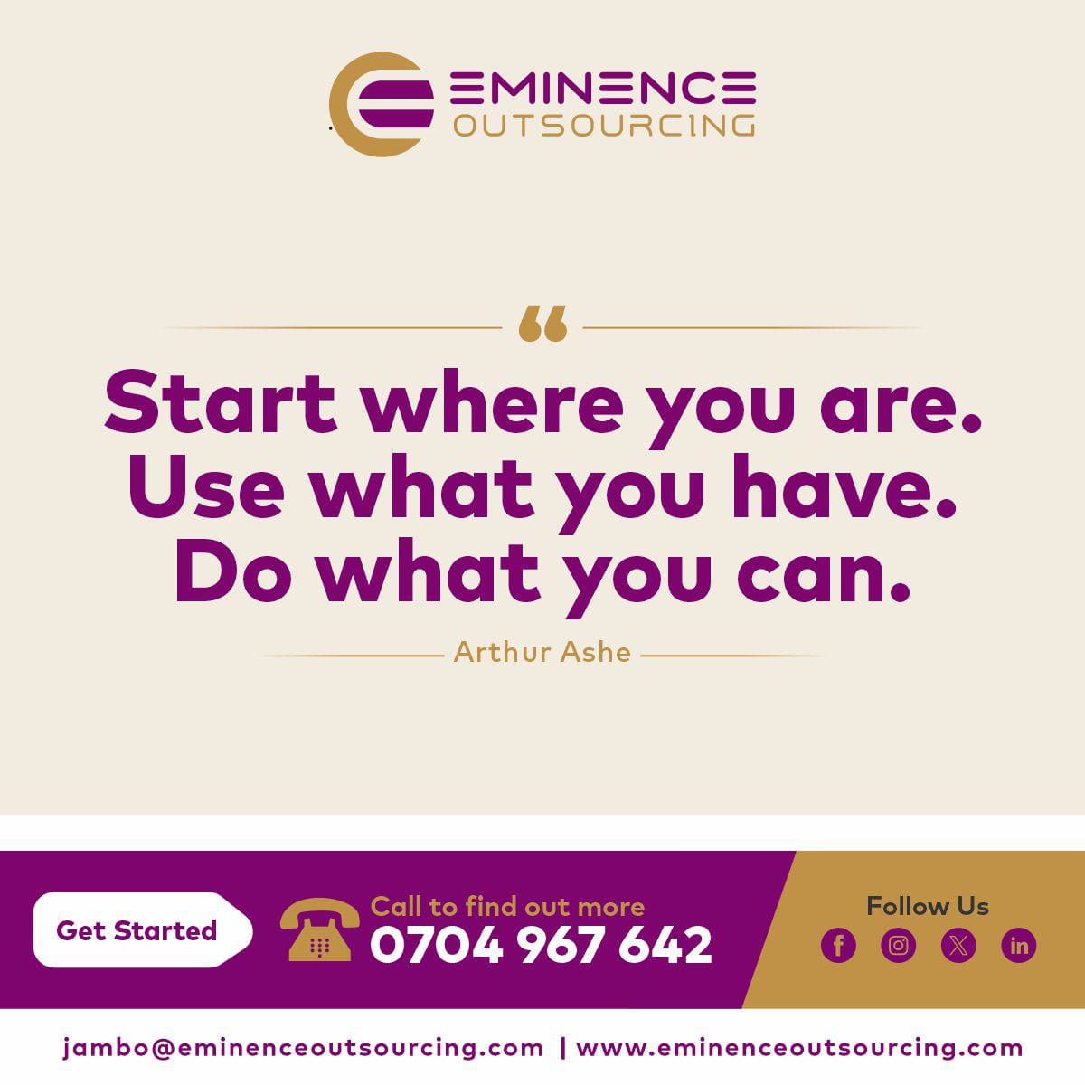 Eminencekenya's tweet image. Every dream, every goal, begins with a single step. Your current situation is not a limitation; it's a platform for transformation. You possess the tools, the resilience, and the power to turn your aspirations into reality.

 #Mondaymotivation #outsourcing #eminenceoutsourcing