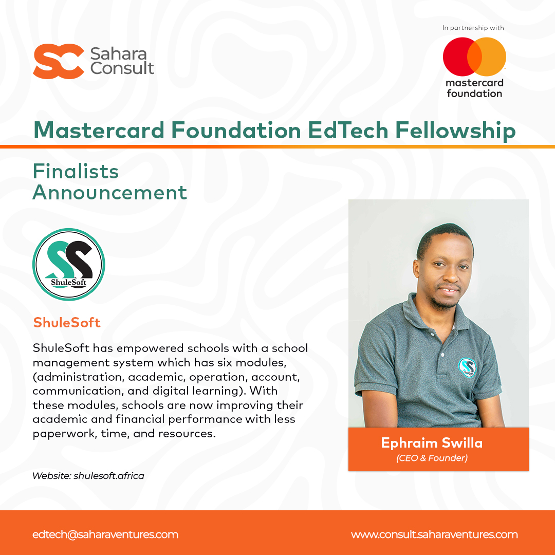 SaharaConsult_'s tweet photo. #IntroducingEdTechFinalists
We're happy to introduce @shulesoft as a Mastercard EdTech Fellowship finalist! Their six-module system enhances education by boosting academic and financial performance with less paperwork, time, and resources.
Learn more at https://t.co/saMn2eOWQj https://t.co/c4kIn8x3Jr