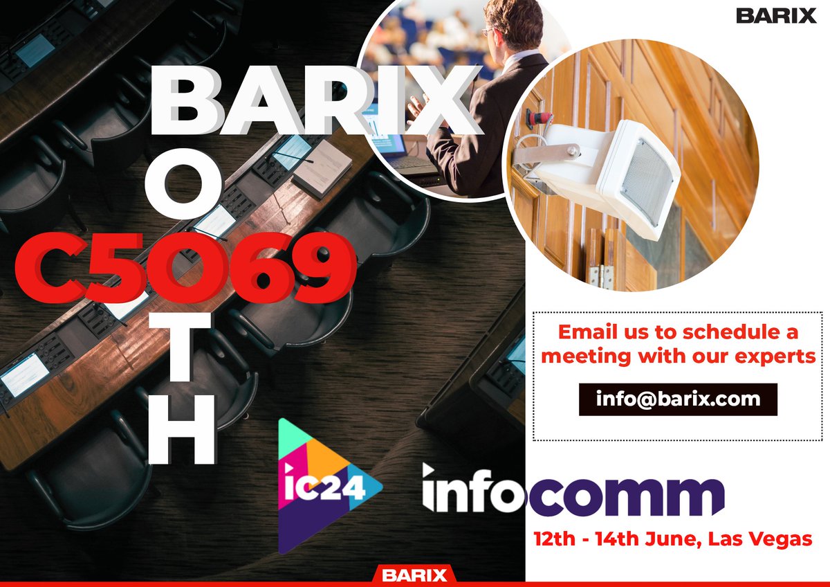 🚀 Get ready to meet our <a href="/Barix/">Bárbara WMF</a> team at <a href="/InfoComm/">InfoComm</a>  next wednesday at Booth C5069. We have something incredibly exciting to share with you.  
👉 Curious? Stop by #BoothC5069 and discover what all the excitement is about.

barix.com

#proav #systemintegrators