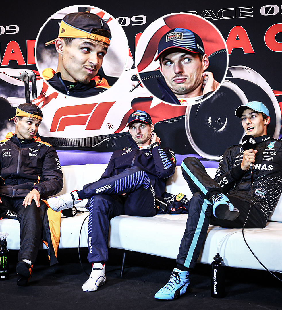 Max and Lando’s faces when George was told he had to go to the stewards during the press conference 😂