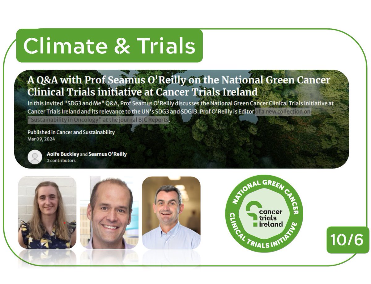 cancertrials_ie's tweet photo. .@Seamusoreilly18 was interviewed by @SpringerNature about the green trials initiative. Read: https://t.co/1bwDKSzj1K - @SN_Oncology @tischkowitz 

Prof O'Reilly is also Editor of a new collection on "Sustainability in Oncology" for BJC Reports, the Open Access partner journal to @BrJCancer