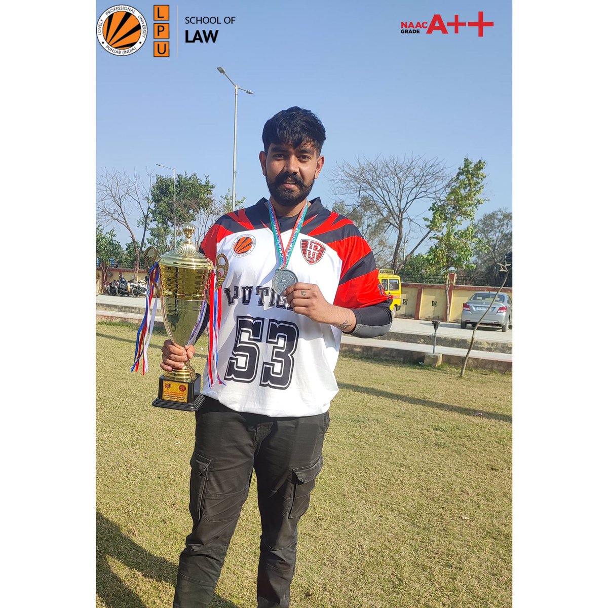 LPUlawSchool's tweet image. #Throwbackpost Big shoutout to Harshit Choudhary from LPU School of Law for leading the way as we secured 2nd place in the All India Inter University American Football Championship 2023 at Raja Mahendra Pratap Singh State University, Aligarh! 🏈🥈 #LPU #SchoolOfLaw