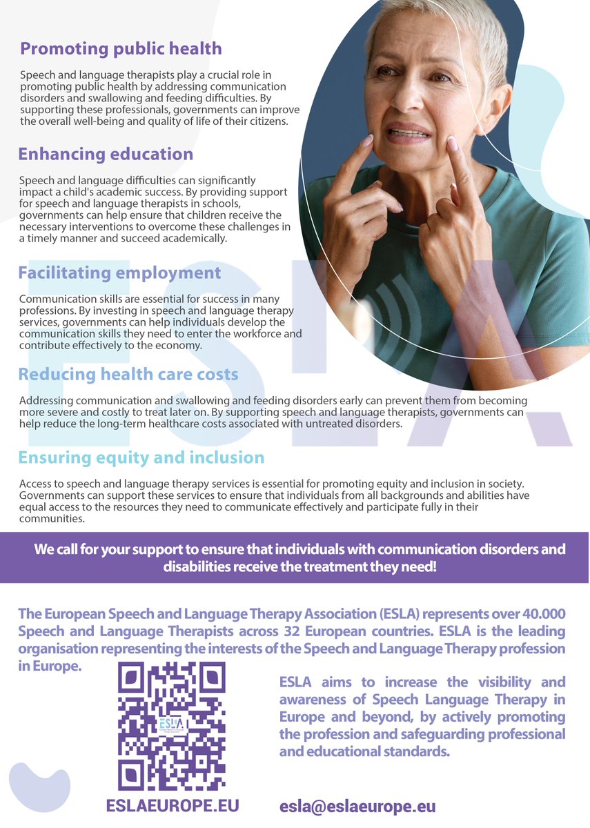 European Speech and Language Therapist Manifesto 2024-2029

eslaeurope.eu/whatson/esla-s…

#esla2024 #eslaeurope #speechtherapy #speechpathology #slt #slp