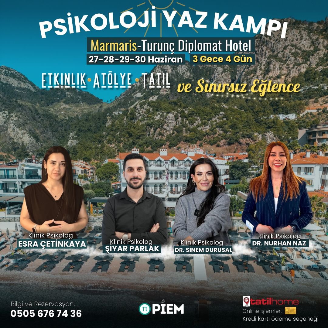 piemresmi's tweet photo. Psikoloji yaz kampımızın kontenjanları dolmak üzere☀️
Sizlerde bizimle interaktif etkinliklerimizde, eğlenceye, güneşe, denize doyacağımız bir tatil yapmak isterseniz bize 0505 676 74 36 telefon numarasıyla ulaşıp bilgi alabilirsiniz…  #psikoloji #tatil #kamp https://t.co/D6rruX5Cug