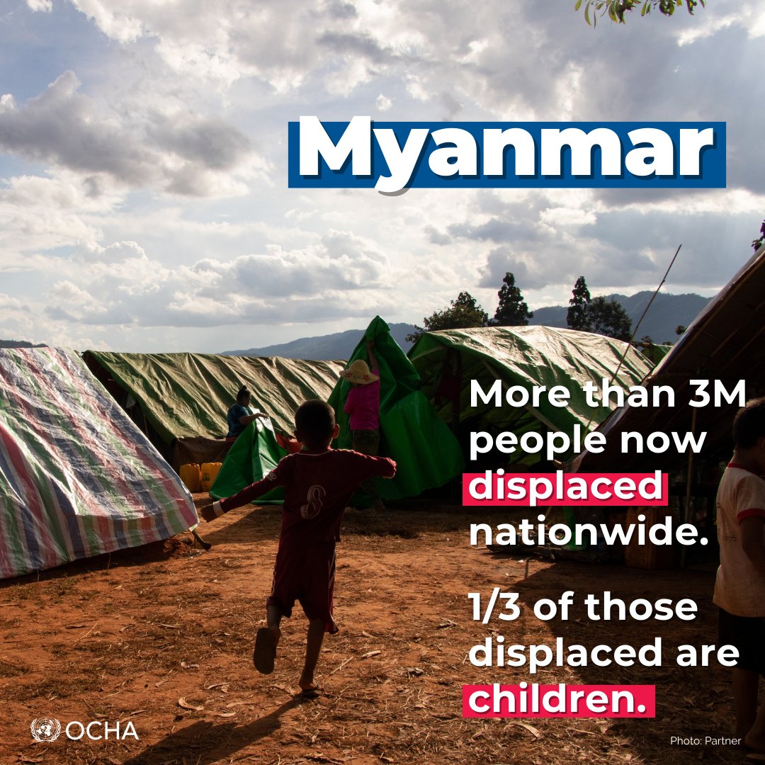 Amid surging conflict, people in #Myanmar are fleeing their homes in record numbers.

A third of those now displaced are #children whose futures have been upended by fighting.