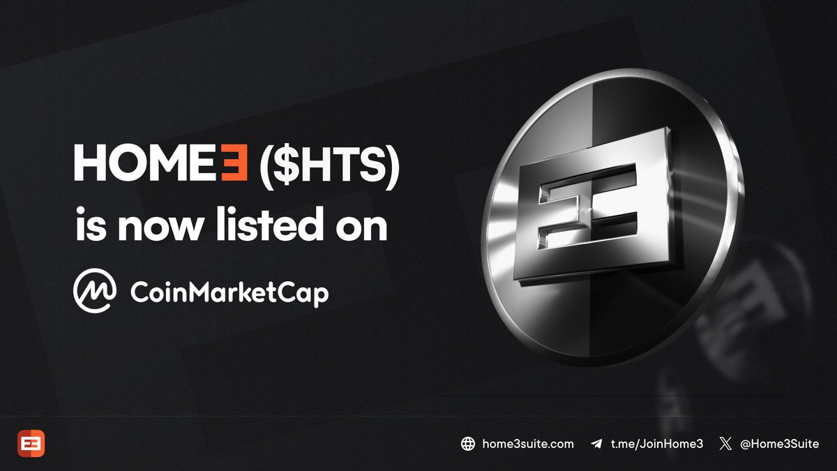 HOME3 token $HTS is now listed on <a href="/CoinMarketCap/">CoinMarketCap</a>!

Token page: coinmarketcap.com/currencies/hom…