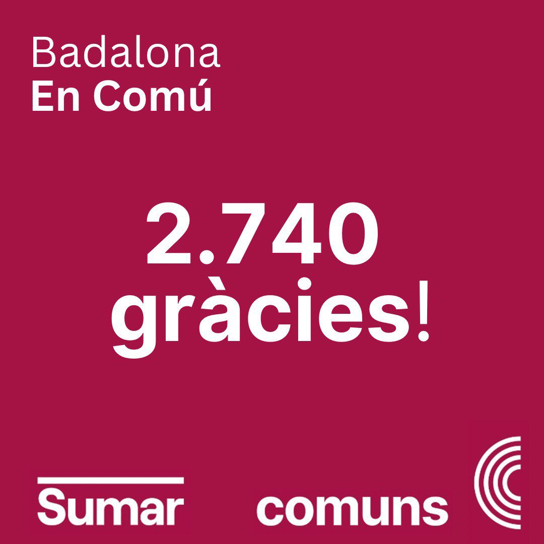 EnComuBDN's tweet photo. ❤️ Gràcies a totes les persones que heu votat la candidatura @SomComuns @sumar a #Badalona
Gràcies a totes les persones que heu fet possible la campanya, a les apoderades i també a les persones que heu treballat tota la jornada a les meses electorals #9dejuny #Europees https://t.co/lbEgqGRrZ2
