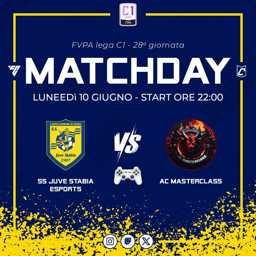 ssjuvestabiaesp's tweet photo. 🚨MATCHDAY🚨

🏆|@FVPA_net 
🗓|28°Giornata 
🕒|22:00
🆚️#acmasterclass 

🏆|@VPGItaly
🗓|40°Giornata 
🕒|22:40
🆚️#thetachieri 

🏆|@VPGItaly
🗓|41°Giornata 
🕒|23:00
🆚️#iipbloodline https://t.co/OCqGbbFZKn